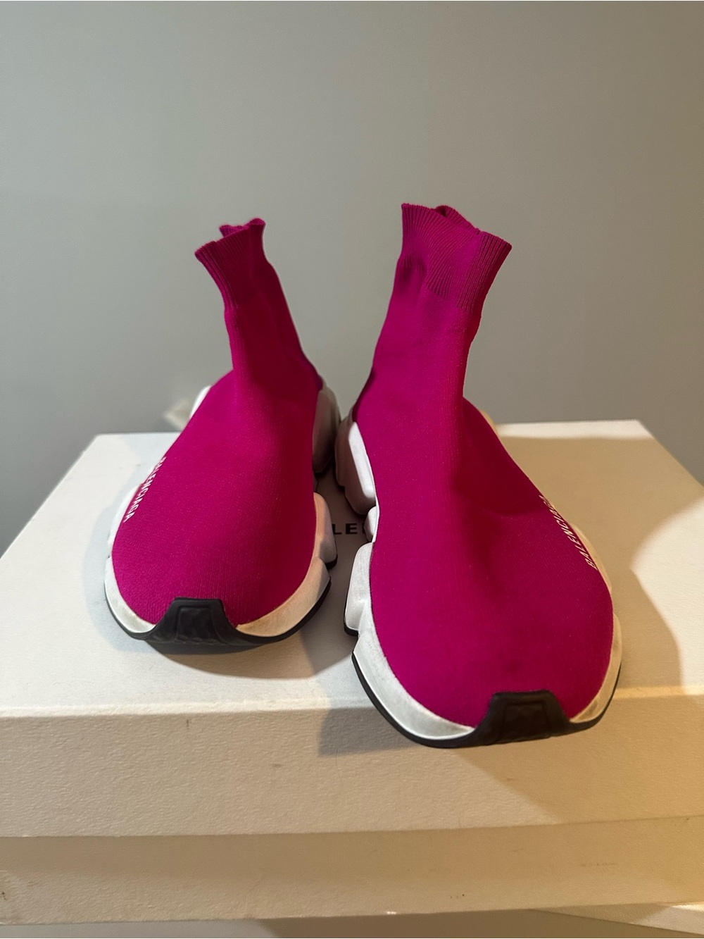 Balenciaga Fuchsia Sock Runner Sneakers with White Sole